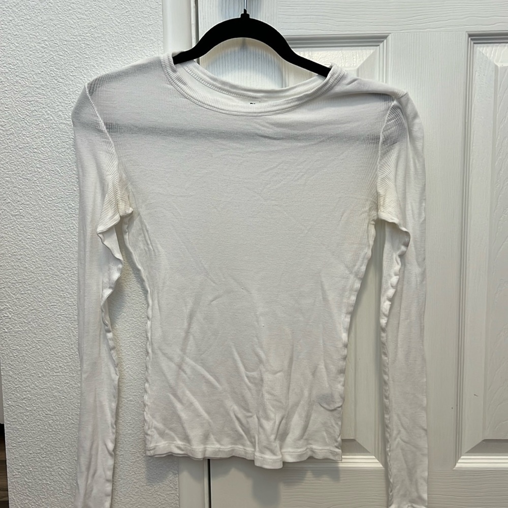 BP small White Ribbed Long Sleeve